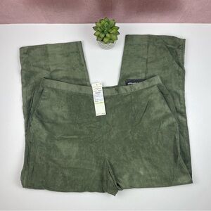 Alfred Dunner Classic Fit Solid Olive Green Copper Canyon Pants New Women 18W